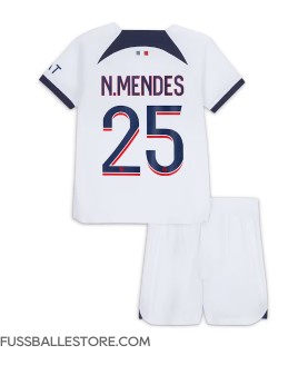 Günstige Paris Saint-Germain Nuno Mendes #25 Auswärts Trikotsatzt Kinder 2023-24 Kurzarm (+ Kurze Hosen)